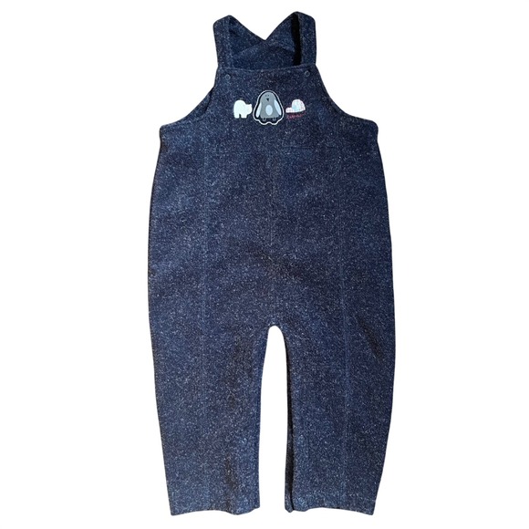 OshKosh B'gosh Other - Y2k OshKosh B'gosh Baby Boys 24 Mo Navy Blue Fleece Penguin Polar Bear Overalls